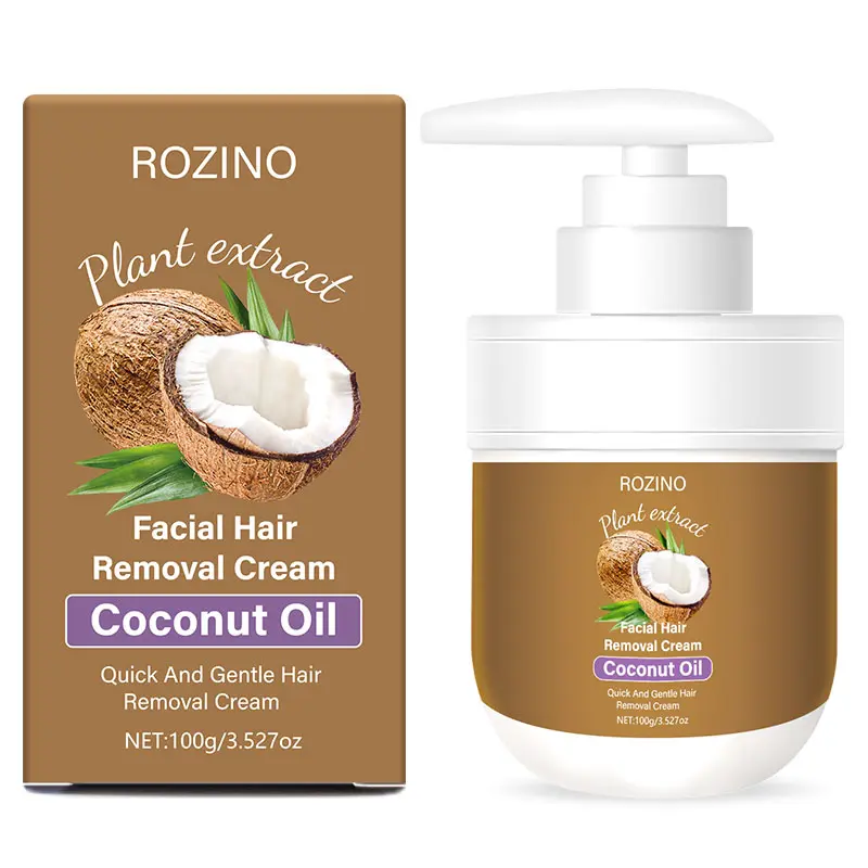 ROZINO Plant Extract Facial  Removal Cream with Coconut Oil for Effective  Removal body hair remover Glossy Water Ripple Press On Nails beauty men woman full body