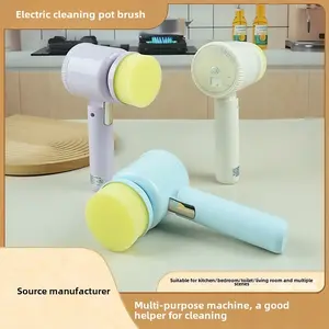 Cordless Electric Spin Scrubber - Foldable Handheld Rechargeable Power Scrubber with 4 Replaceable Brush Heads, Multi-Surface Household Cleaning Tool for Kitchen, Bathroom, Tile