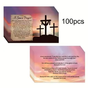 100pcs Salvation Prayer Cards / Inspirational Bible Verse Cards — Pocket-sized Gospel Tracts Cards for prayer and salvation，Suitable for Wallet Planners, Bookmarks, And Christian Gift