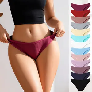 HOTCOM Women’s Ribbed Cotton Fabric Panties 13/12/7-Pack – Seamless Soft Minimalist Underwear, Solid Color Everyday Womenswear