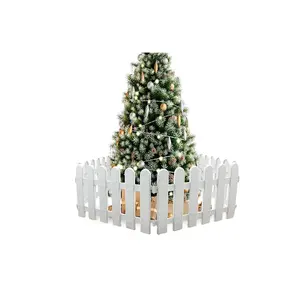 4 pcs White Plastic Picket Fence 6.5 FT Total for Christmas Xmas Tree Wedding Party Decoration Miniature Home Garden Border Grass Lawn Edge Fence