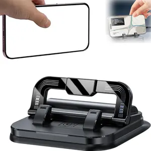 360 Degree Rotation Dashboard Phone Holder for Car, Anti-Slip Grips & One-Hand Operation Car Cell Phone Mount with Adjustable Spring Clip, Compatible with iPhone Samsung All Smartphones