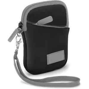 Compact Camera Case - Water Resistant Digital Camera Small Bag w/Belt Loop, Wrist Strap, Pocket for SD Card,   - Pouch Compatible with , ,  and  (Black)