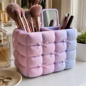 3D Printed Makeup Brush Holder - Cute Quilted Vanity Organizer