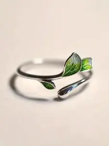 Vintage Leaf Cuff Ring for Women, Adjustable Open Design Casual Elegant Jewelry All-Match Birthday Gift