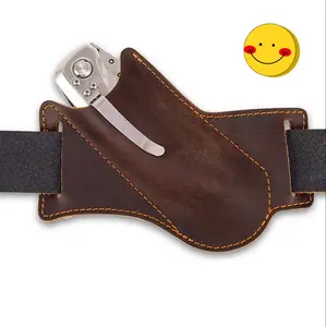 storage tool belt/EDC outdoor travel handmade genuine leather tactical knife sheath/pouch/backpack for men, foldable key gift