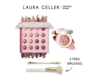 Laura Geller Draper James x Laura Geller Full Collection - Limited Edition Baked Blush Eyeshadow Palette & Brushes for Effortless Beauty