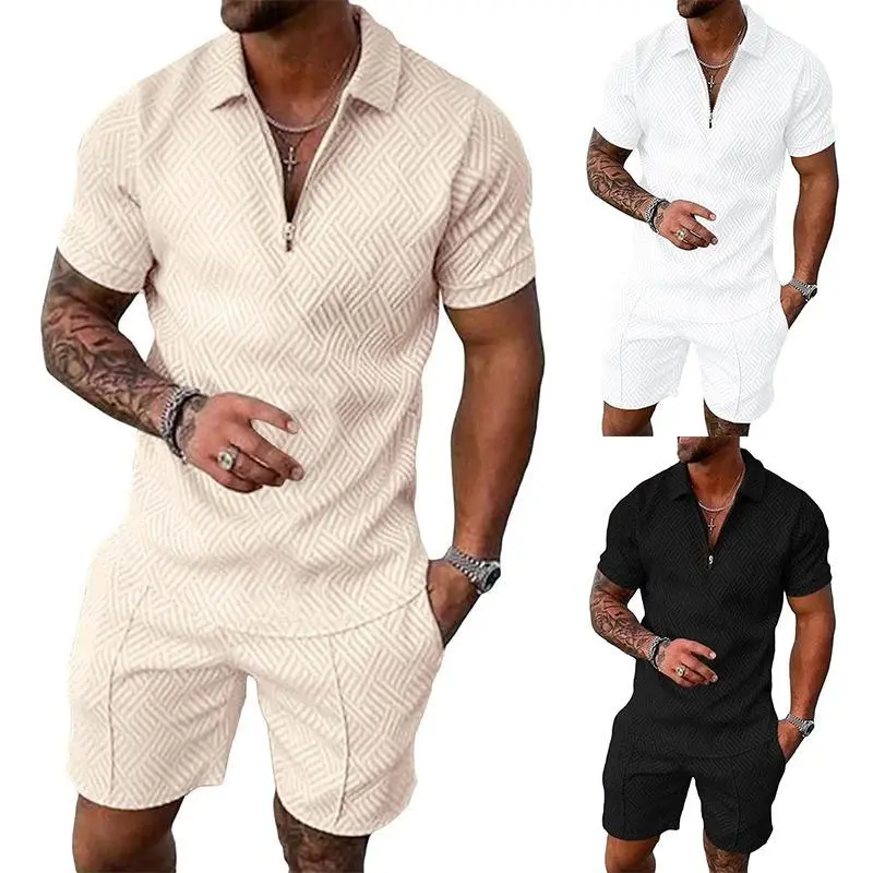Lannew Summer Outfits Mens Polo Shirt and Shorts Sets Outfits 2 Piece Fashion Summer Tracksuits Casual Short Sleeve Set Breathable Menswear Clothing Fabrics Father's Day Gift