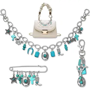 ZZLOVE 3PCS Bag Charms Turquoise Strawberry Purse Charms for Handbags Cute Strawberry Keychain Western Purse Chain for Women Fashion Accessories (Turquoise)