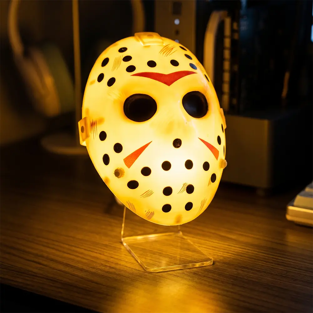 Horror Mask Night Light, Halloween Decorative Table Lamp with Warm LED Glow, Creepy Collectible Desk Decor, Horror-Themed Gift for Movie Fans, Halloween Party and Home Decoration