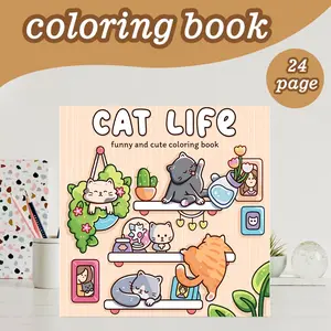 Cute Cat Coloring Book, 24 Stress-Relieving Designs, 7.9in X 7.9in, Thick Paper, Smooth Coloring Experience, Hand-Drawn Patterns, Perfect Gift for All Ages