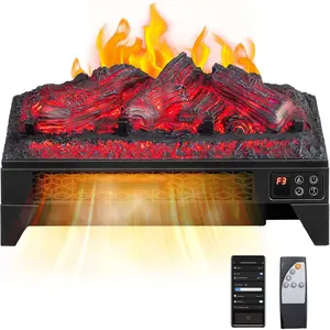 ROVSUN 18'/23/26' Electric Fireplace Insert w/Remote & WiFi Control, Faux Fireplace Logs w/Timer, Overheat Protection, Adjustable Flame and Brightness, CSA Listed for Home Living Room Bedroom, 1400W