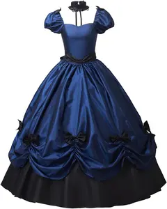 Women's Gothic Victorian Rococo Dress Civil War Southern Belle Tea Party Ball Gown Medieval Evening Dress