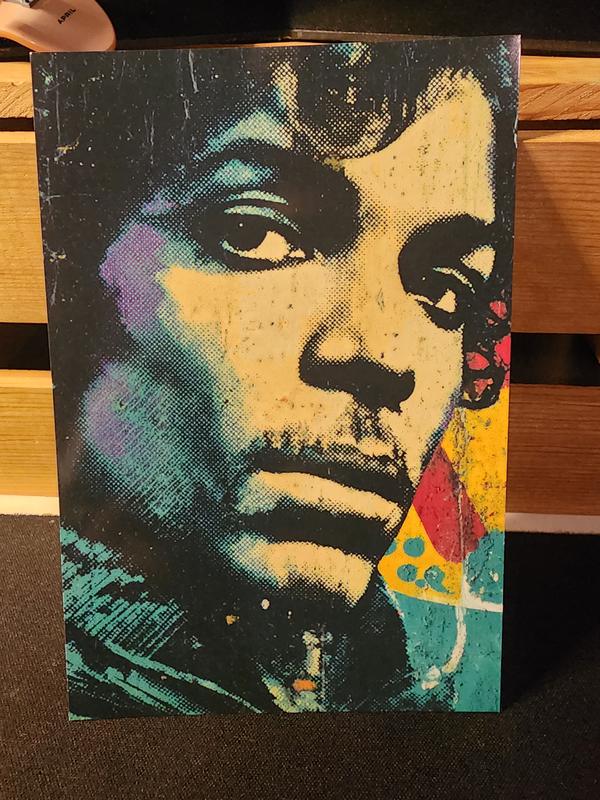 Mini Prince Pop Culture Music Icon Poster 4x6 Inches Vibrant Abstract Design Bold Red Black Blue Shapes Ideal for Walls Desks Shelves