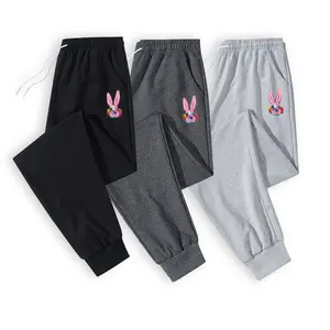 Elevate your casual wardrobe with these comfortable and stylish men's jogger pants featuring an adorable multicolor bunny graphic with pink ears for a playful yet modern look perfect for everyday relaxation and light activities.