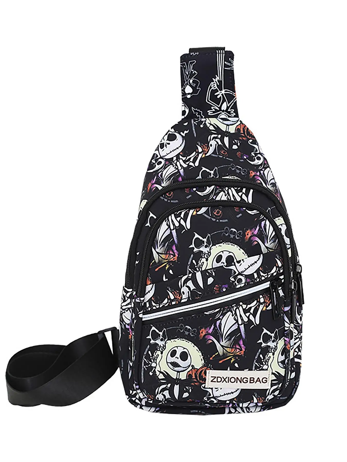 Christmas Themed Christmas Tree & Gingerbread Pattern Luminous Zipper Crossbody Bag, Casual Sporty Shoulder Bag for Men, Versatile Trendy Chest Bag f