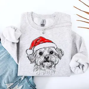 [Sale off up to 50%] Maltese, Santa, Dog, Christmas, Dog Lover, Pet Sweatshirt, Crewneck, Sweater, Cute, Xmas, Adorable, streetwear graphic tee