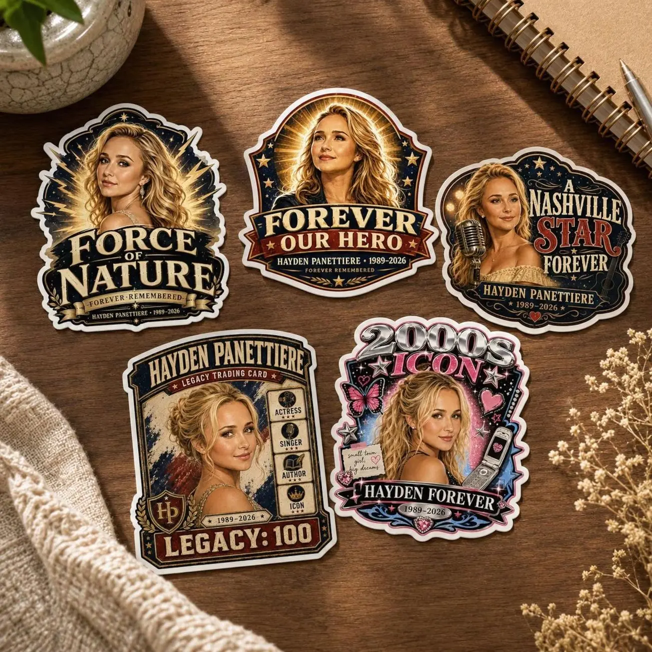 5 ops (not combo 5) Hayden Panettiere Memorial Sticker, Force Of Nature Tribute Decal, Celebrity Actress Remembrance Gift