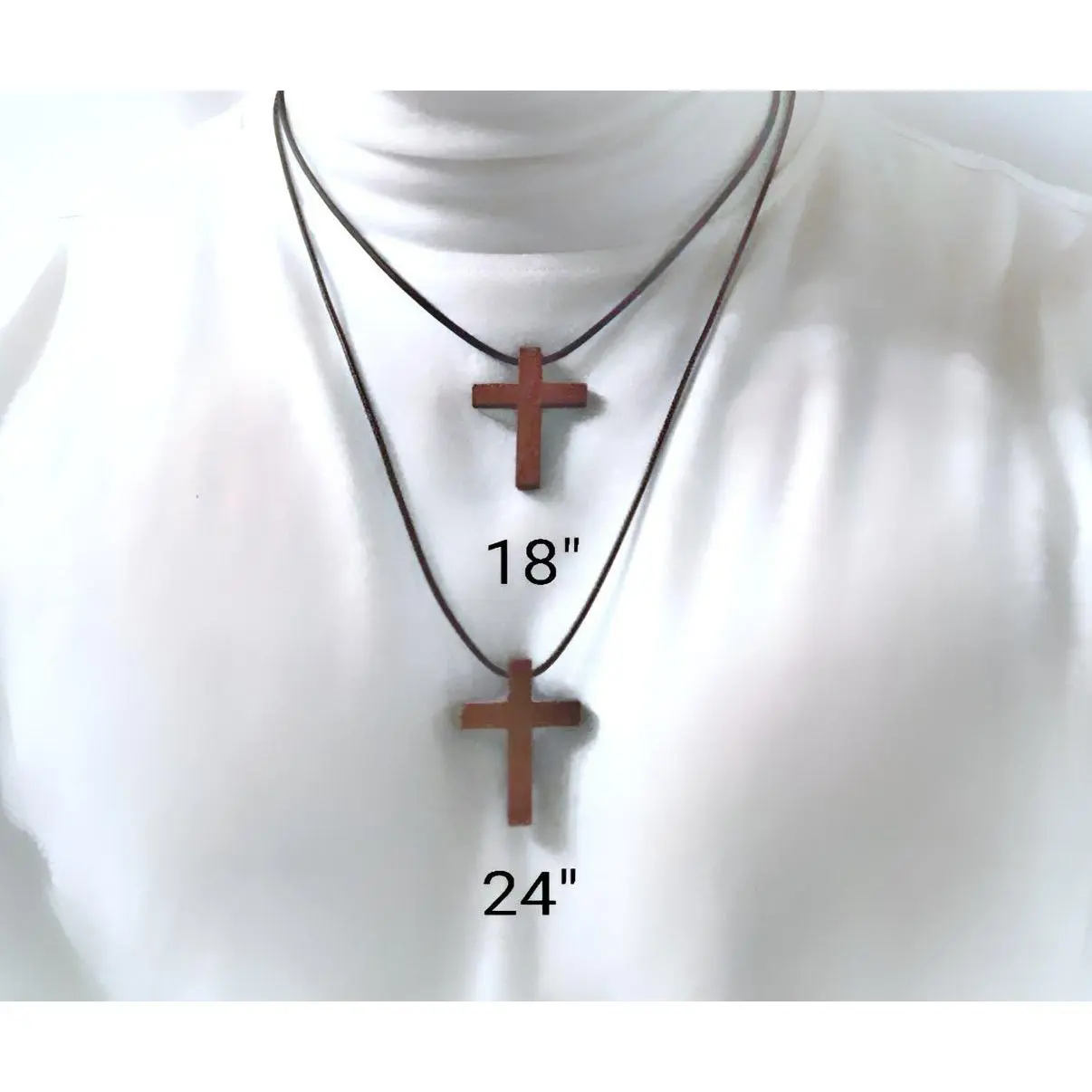 Chic Gorgeous Jewelry 24" Braided Wax Rope Necklace with Natural Wood Cross Pendant for Men Women Boys Girls Perfect Gift for Any Occasion Daily Wear