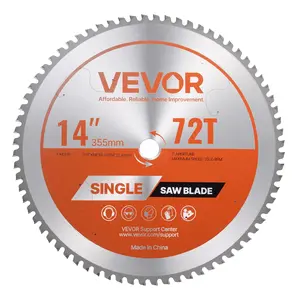 VEVOR Circular Saw Blade, 14 inch Diameter, 72 Sharp Alloy Teeth, 1 inch Arbor, Fine Finish, Metal Cutting Blade for Circular Saw, with Noise-Reducing Heat Vents, for Cutting Steel and Aluminum, 355Mm, Alloy Steel