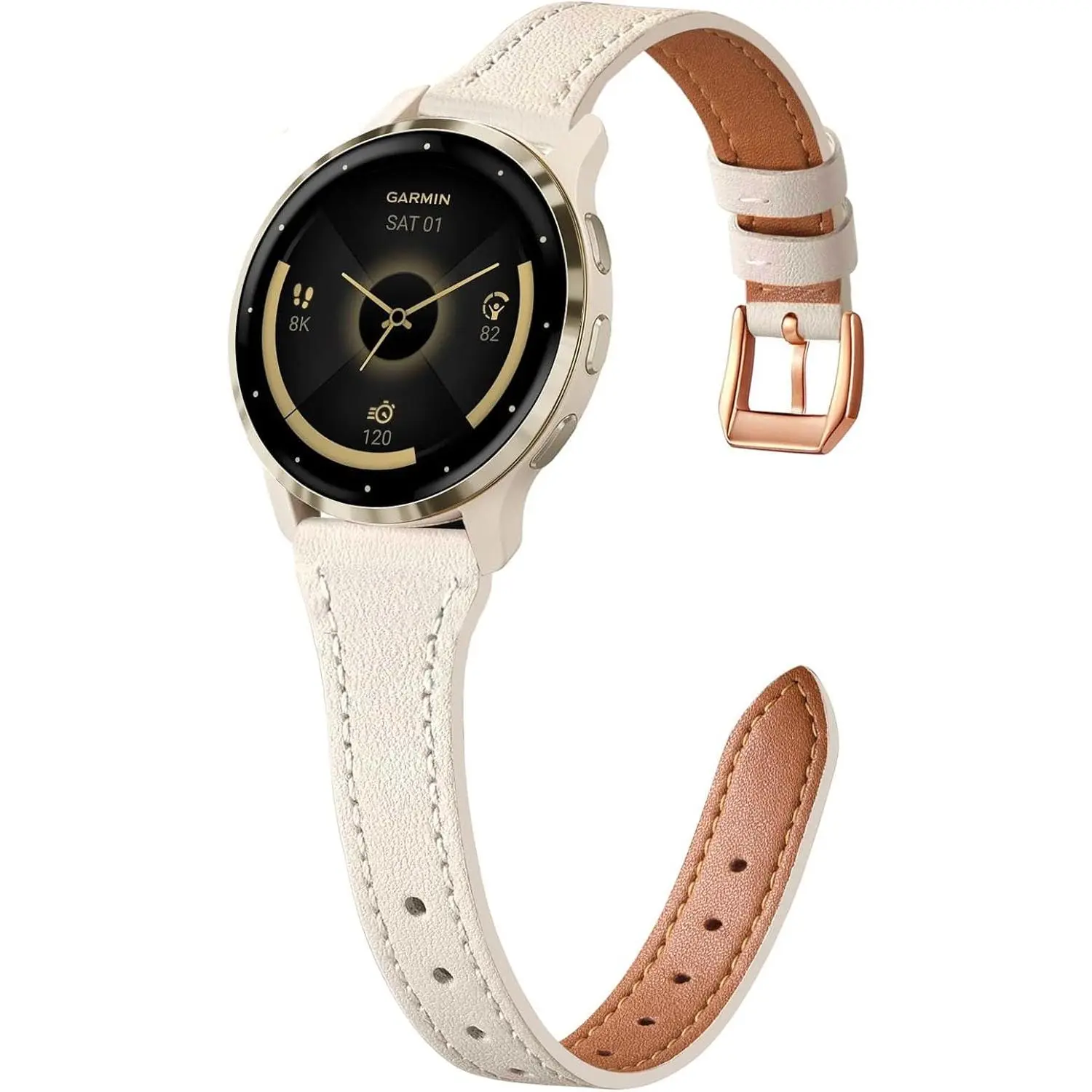 18mm Slim Leather Band Compatible with  Venu 3S /Venu 4 41mm/Venu 2S/Vivoactive 4S/Vivomove 3S/Forerunner 255S/ Forerunner 265S, Quick Release Thin Narrow Soft Strap for Women Men