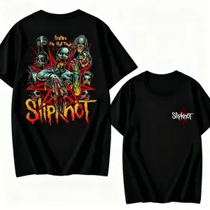 Prepare For Hell Tour Shirt Heavy Metal Cotton Tee Man Rock Band T Shirt Mens Slipknot Double Sided Print Short Sleeve Top Unisex Graphic Soft Comfortable Breathable Streetwear Vintage Summer Cool High Quality Gift For Fans