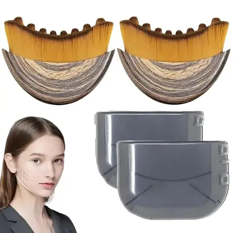 (2PCS)Lymphatic Contour Face Brush for Sculpting - Lymphatic Drainage Brush - Dry Brush for Face - Anti-Puffiness - Detox & Lift - Ergonomically Designed to Fit The Skin Precisely