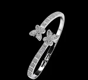Iced Butterfly Bangle Cuff Bracelet – Gold or Silver Fashion Jewelry | NY-ICE