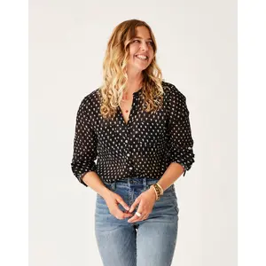 Dylan Gauze Tunic: Black Crosshatch