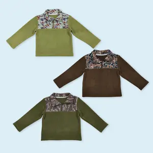 Camouflage design kids boys winter zipper pullover