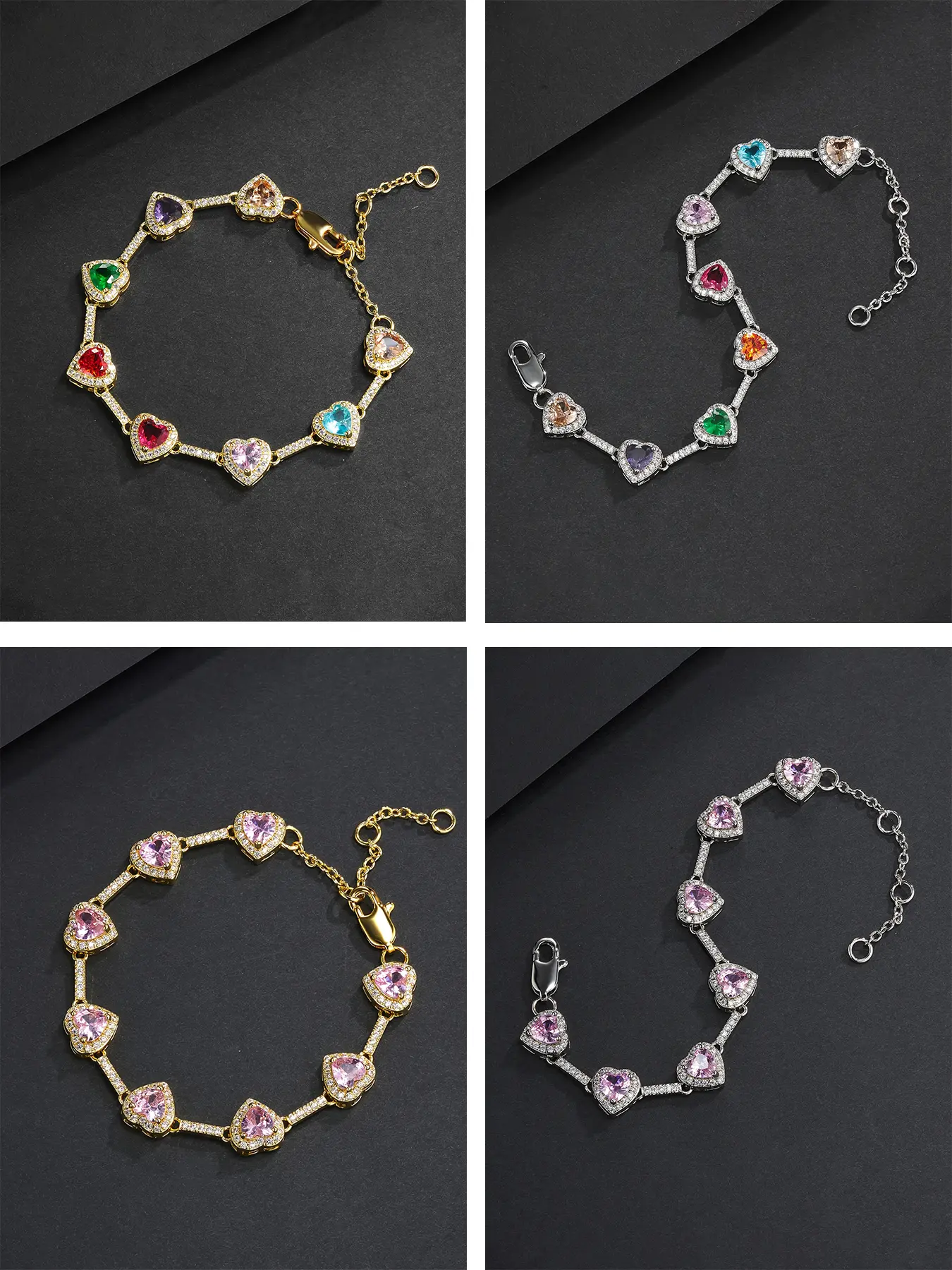 Iced Chics Heart-shaped Hip-hop Fashionable Bracelet, Couple Style High Quality Bracelet, Suitable for Both Men and Women, Valentine's Day, Dates, Birthdays, The Best Gift for Your Partner, Trendy Jewelry
