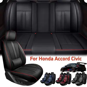 For Honda Accord 2003-2026/ Civic 2003-2026 Car 5 Seat Covers with 3D Waist Support, Premium Napa Leather Front & Rear Full Set Seat Covers Cushion Protector Pad with Storage Bag Scratch-Resistant Waterproof, 40/60 60/40 50/50 40/20/40 Split Rear Benches