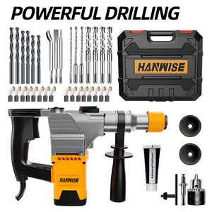Hanwise Three in One Rotary Hammer Drill with Rope Hammer Drill Rotary Hammer Set Wall Demolition Drilling Concrete Blasting Hammer