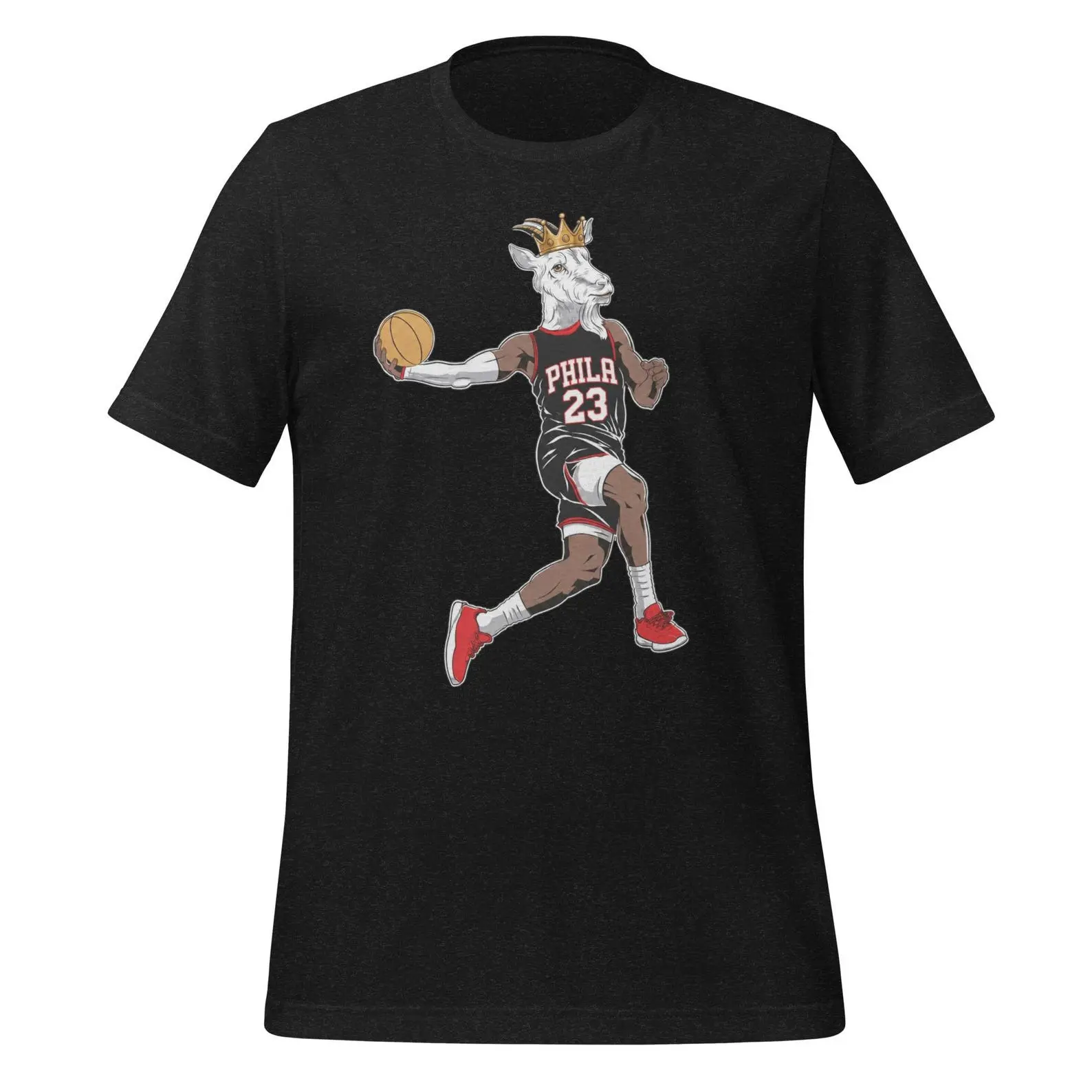 Sixers Inspired Basketball Fan Tee | LeBron James "GOAT" Philadelphia Crown Unisex Softstyle T-Shirt, Philly Basketball Shirt