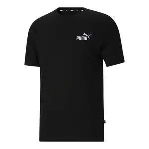 PUMA Mens Essentials Embroidery Logo Crew Neck Short Sleeve Casual Tops Casual - Black