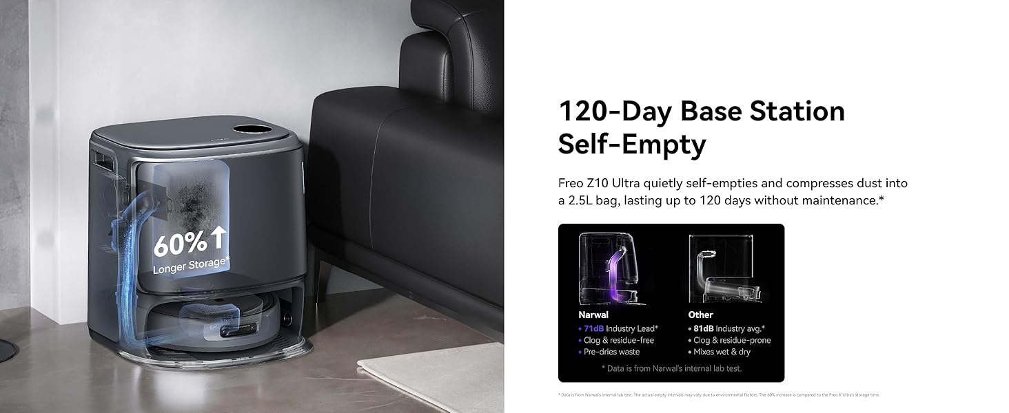 NARWAL Freo Z10 Ultra Robot Vacuum and Mop Combo, Dual RGB Cameras and Chips, AI Avoidance, 8N Corner to Edge Deep Cleaning, Dry-Wet Separation, 18000Pa, Hot Water Wash & Self-Emptying, Gray