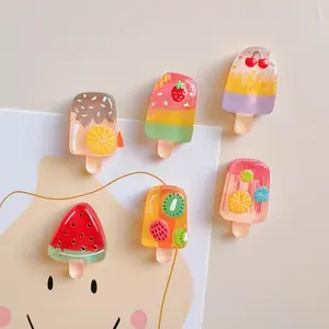6pcs Magnetic Fridge Magnets Set] 6pcs Set of Fruit & Ice Cream Magnetic Fridge Magnets - Strawberry, Watermelon Designs