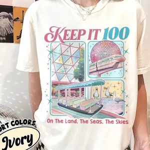 Keep It 100 Comfort Colors Shirt, The Land The Seas The Skies T-shirt, Retro Magic Kingdom Theme Park Tee, Family Trip Gift