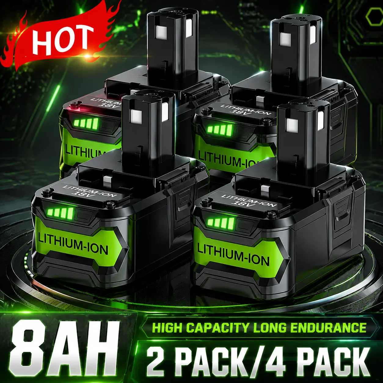 1/2/4 Pack 8Ah P108 18Volt Replacement Battery for RB Replacing batteries with electric tools 18V Lithium Battery P102  P104 P108 Cordless Tool Battery Packs