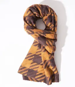 Brown & Mustard Checkered Scarf