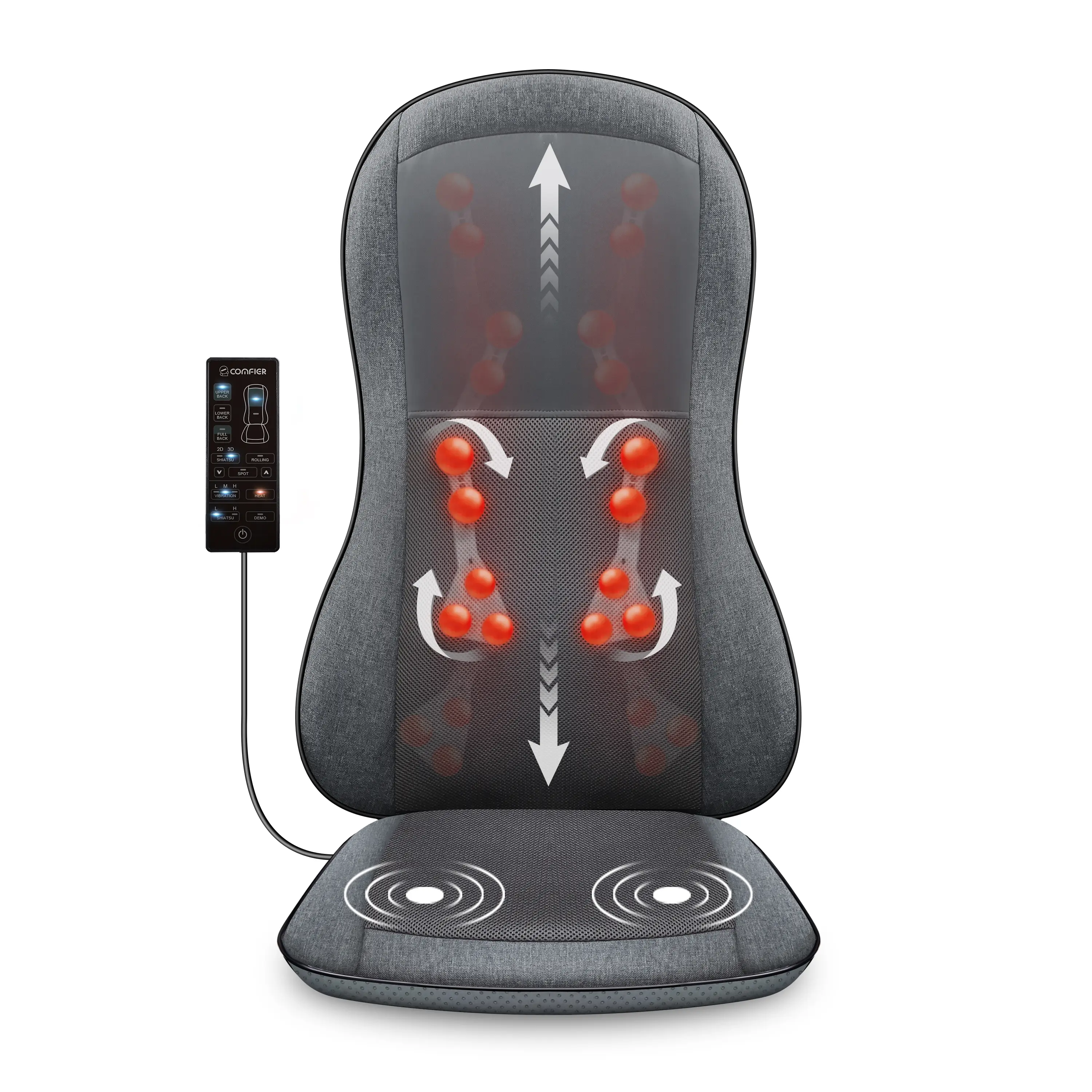 Shiatsu Full Back Massage Seat Cushion with Heat - 2D-3D 10-Node Rolling Kneading Chair Pad for Lower Back Care, Ideal Father's Day Gift, Dad Gift for Adult Daily Relaxation, Father's Day Gifts