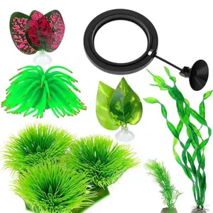 Fish Tank Decorations Set Artificial Aquatic Plants Lifelike Decor Seaweed Aquatic Plants Fish Tank Decorations Aquarium Simulation Plastic Plants Ornament Accessories with Suction Cup for Fish
