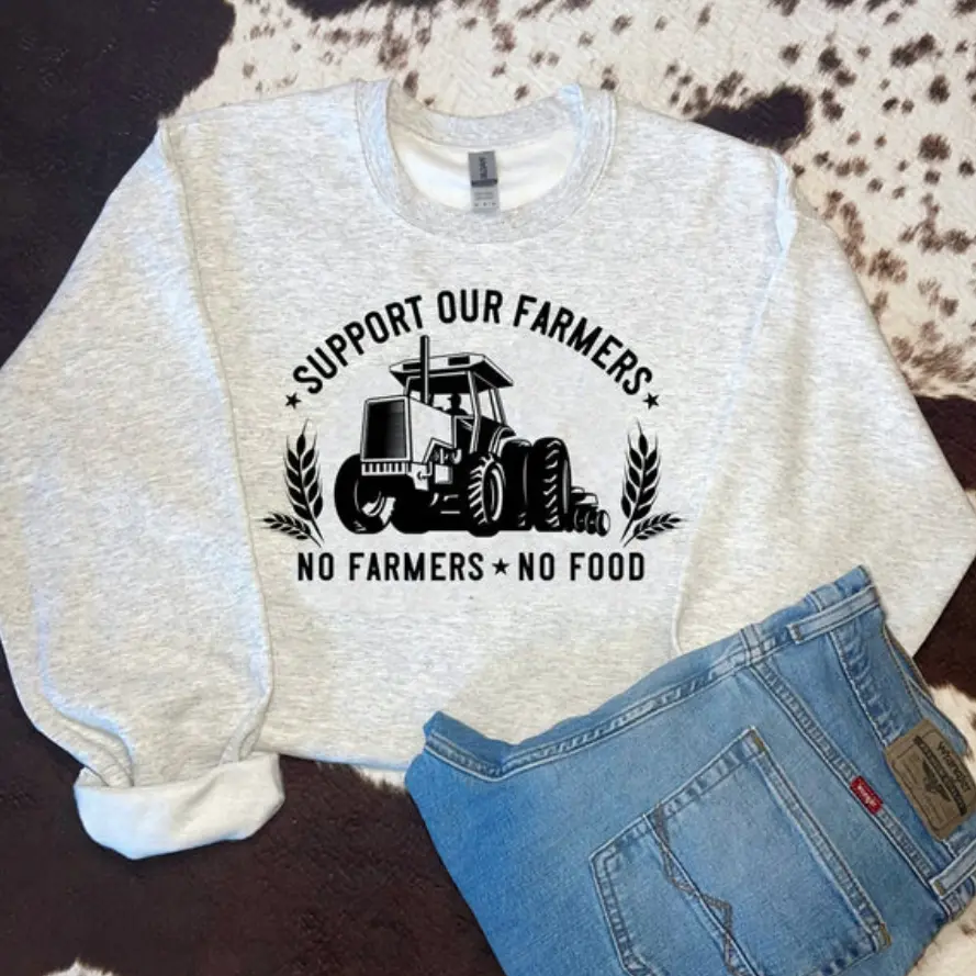 Support farmers sweawtshirt crewneck shirt for women, western outfits women, western clothing stuff for women, country girl clothes hoodies