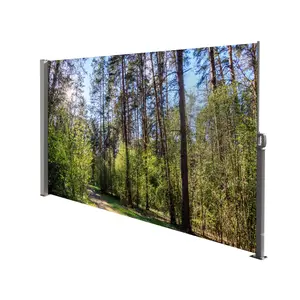 Aobtkel®71"x138" Retractable Side Awning Screen, Semi-transparent with UV printing,UPF50+,Ideal for blocking sunshine and wind, Creating private space for garden,balcony and swimming pool.#Summervibes