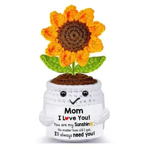 Mother's Day Gift for Mom from Daughter Son, Mothers Day Mom Gifts, Handmade Crochet Sunflower Pot Doll Birthday Gift for Moms Mommy Mother in Law Step Mama, Mother's Day I Love You Sweet Gift for Moms