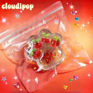 CloudiPop Handmade Cherry Edition Cat Paw Squishy – Soft Silicone Squeeze Toy 2.76 Inch Cute Cat Claw with Cherry Mini Model for Stress Relief and Desk Relaxation