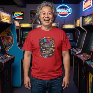 80s Retro Tee - "Totally Awesome" Cassette & Arcade Vintage Graphic T-Shirt