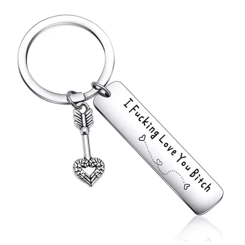 Women's Stainless Steel Engraved Funny BFF Keychain - Custom, Bespoke, Charm, Compact Metal Keychains with 'I F*king Love You Bitch' Message, Friendship Gift for Bestie Birthday, Christmas, Custom Keychains