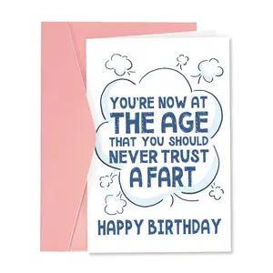 1pc Rude Fart Getting Older Birthday Card, Greeting Card for Him Her, Humorous Old Age Birthday Card for Men Women, You're Now At The Age That You Should Never Trust A Fart