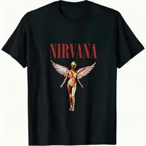 Nirvana Cyber Angel Wings Tee  Anatomical Golden Muscle Angel Print | 100% Cotton Premium Oversized T-Shirt